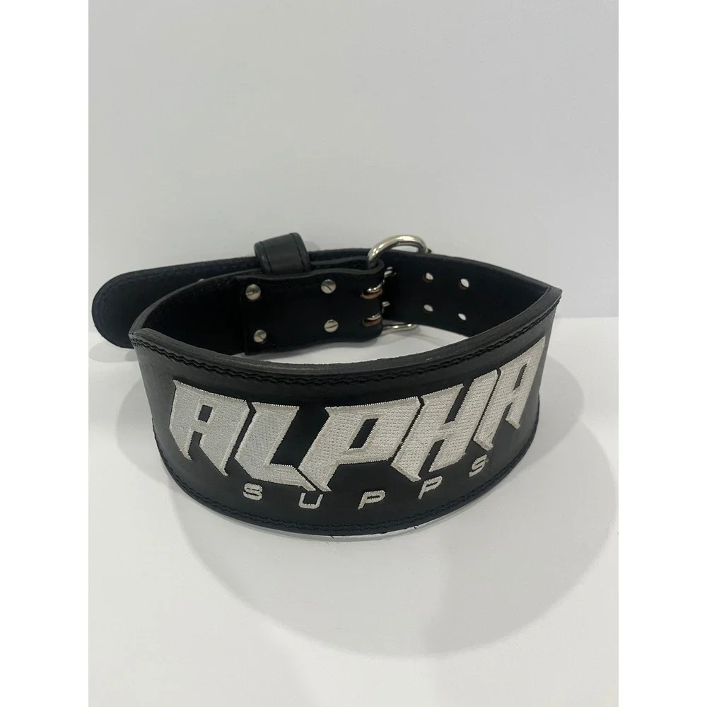 Alpha‎ Supps Black Leather Weightlifting Belt Gym Support